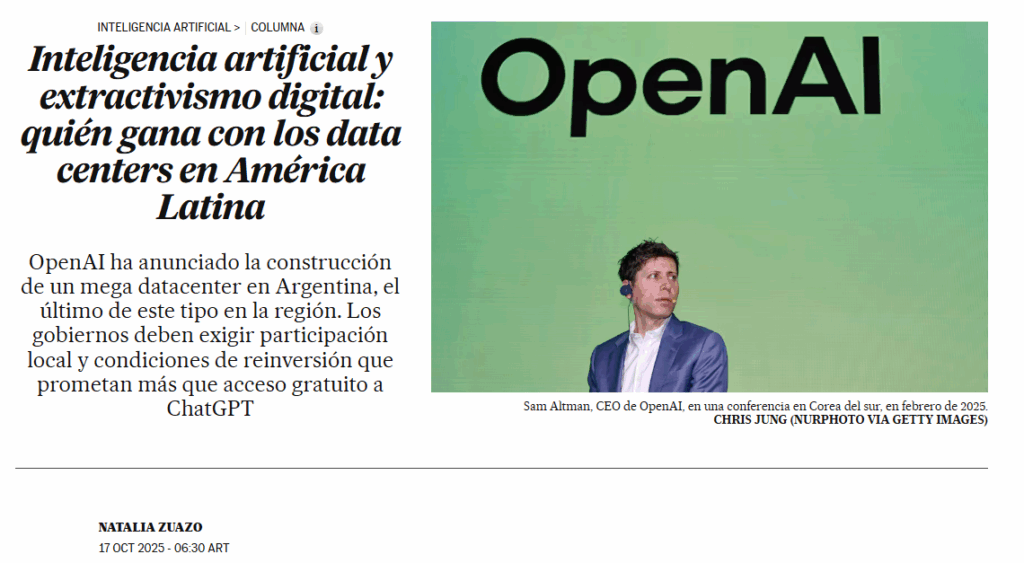 Inteligencia artificial y extractivismo digital: quién gana con los data centers en América Latina