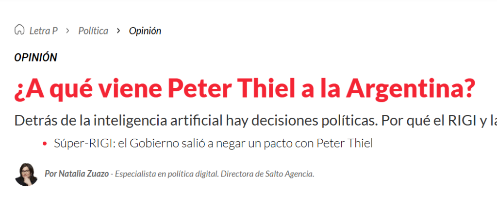 ¿A qué viene Peter Thiel a la Argentina?